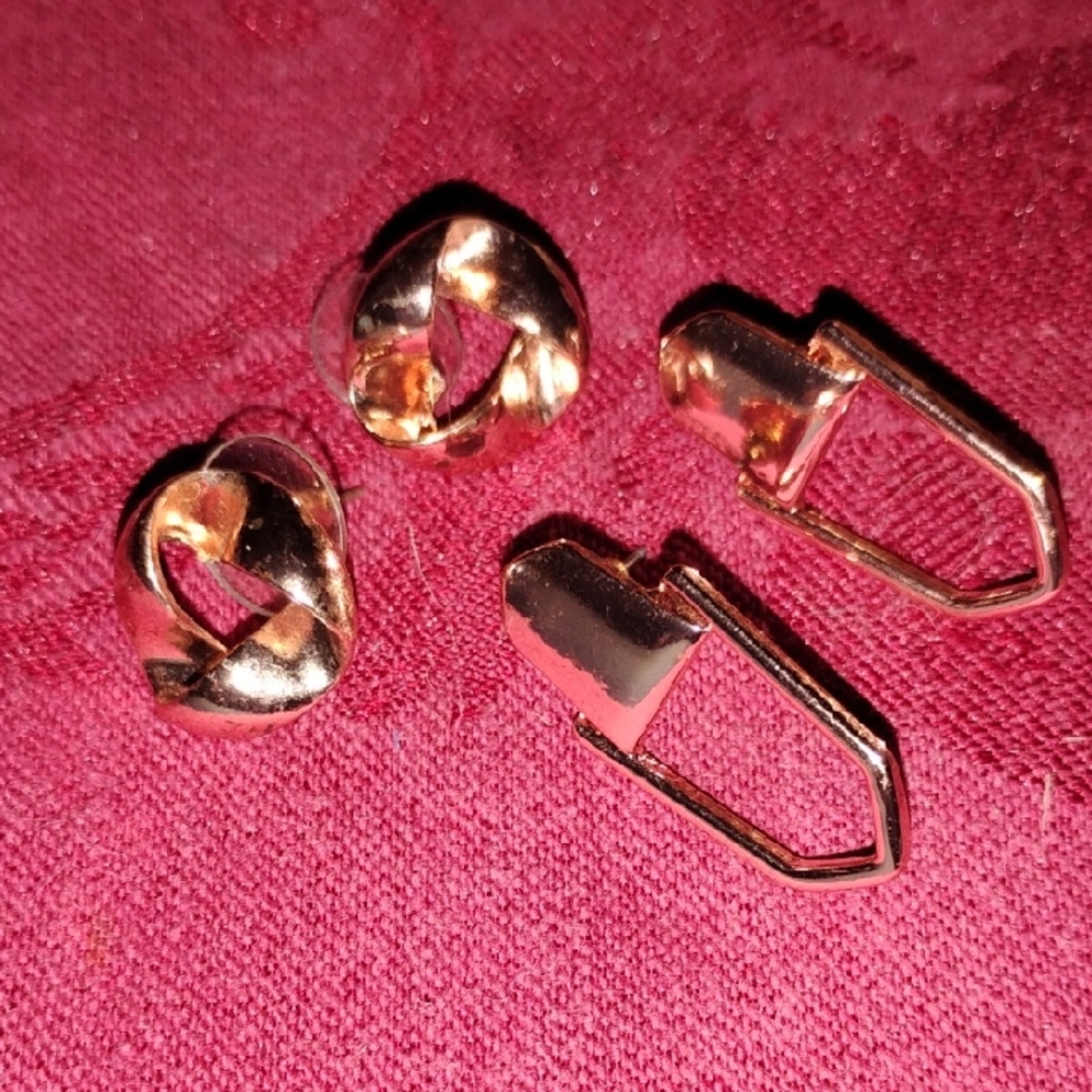 Elegant Rose-Gold-Tone Earrings Set